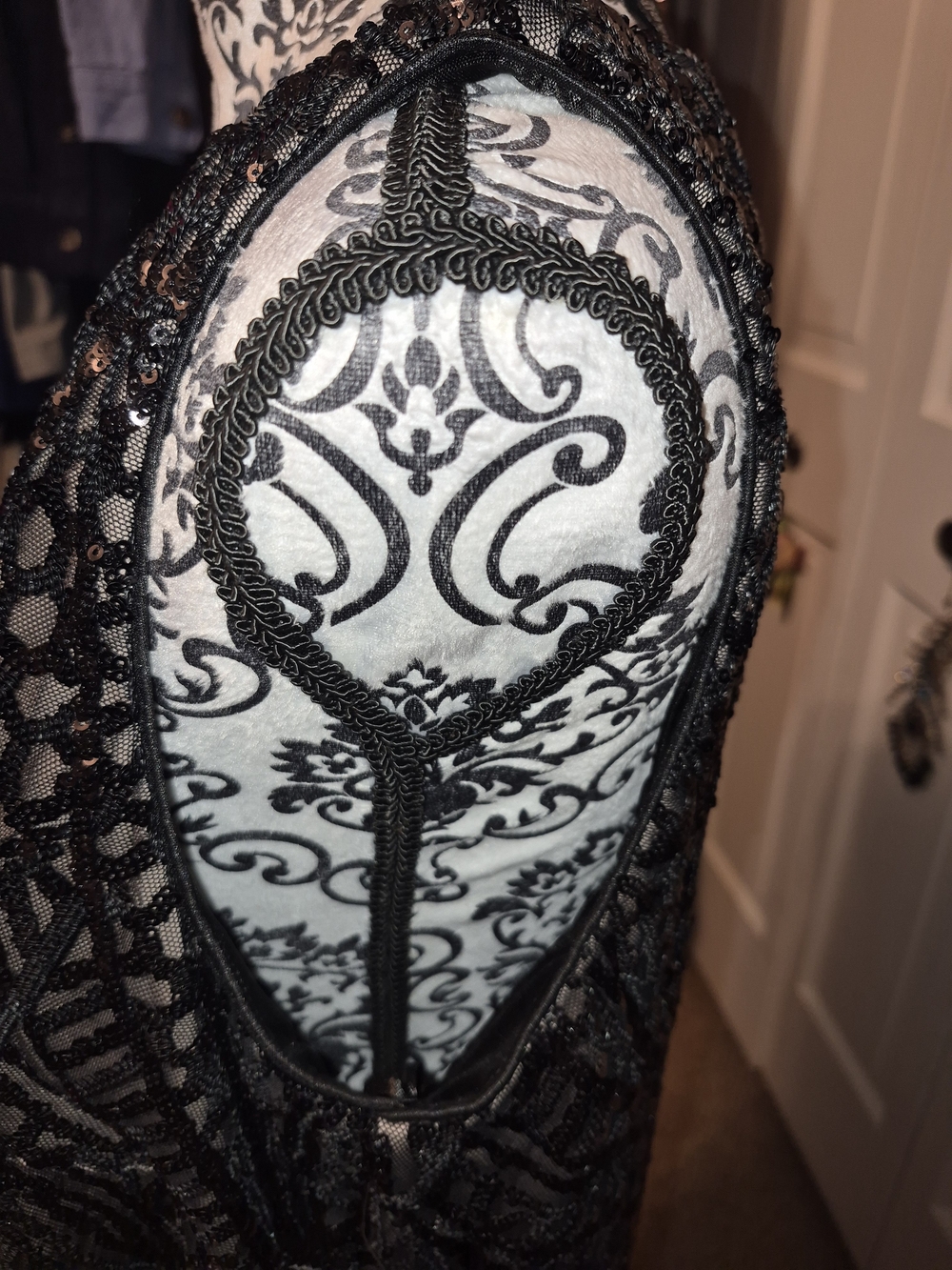 NWT - R&M Richards Black & Nude Beaded Midi Dress - 14W - Picture 4 of 8